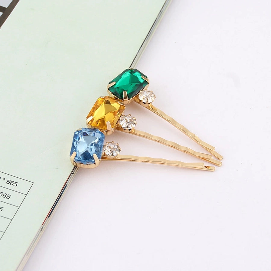 Women's Sweet Rectangle Alloy Plating Inlay Zircon Hair Clip