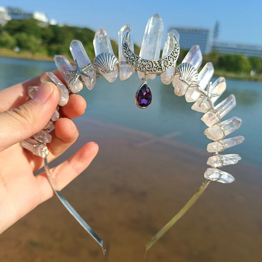 retro moon starfish crystal handmade hair band