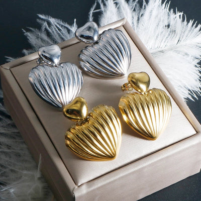 Jewelry IG Style Simple Style Commute Heart Shape 304 Stainless Steel Earrings Necklace