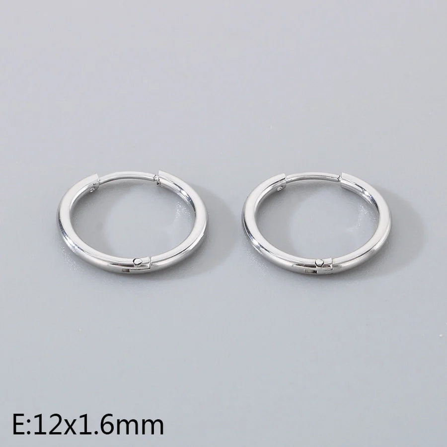 1 Pair Simple Style Round 304 Stainless Steel 18K Gold Plated Earrings