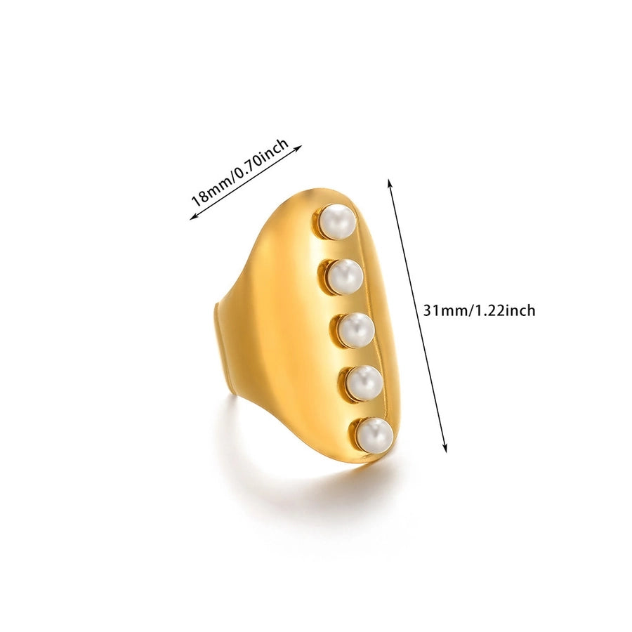 Jewelry IG Style Exaggerated Heart Shape Eye Solid Color 304 Stainless Steel Pearl Zircon Inlay Open Rings