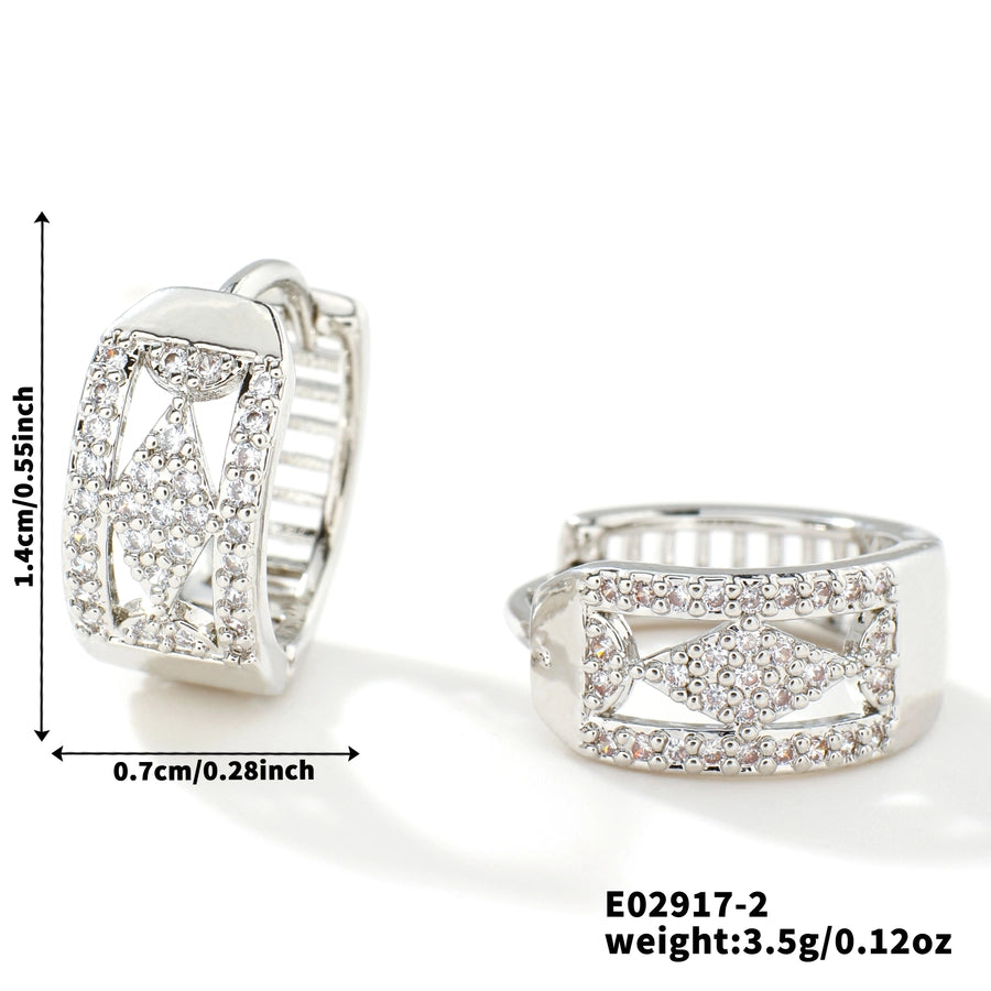 1 Pair Cute Shiny Korean Style Geometric Inlay Copper Zircon K Gold Plated Earrings