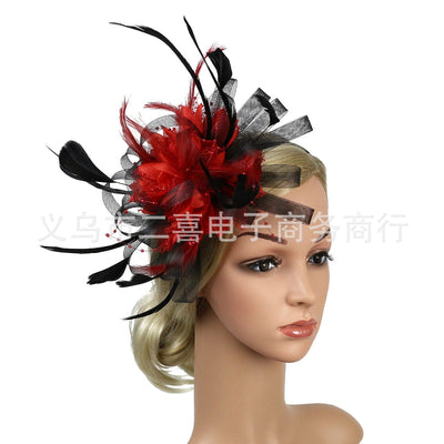 fashion feather bridal mesh top hat accessories hairband