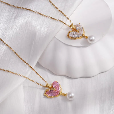 304 Stainless Steel Copper Heart Shape Pendant Necklace