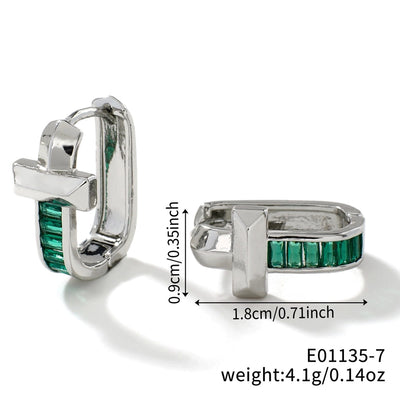 1 Pair Elegant Simple Style Shiny Geometric Inlay Copper Glass K Gold Plated Rhodium Plated Ear clip