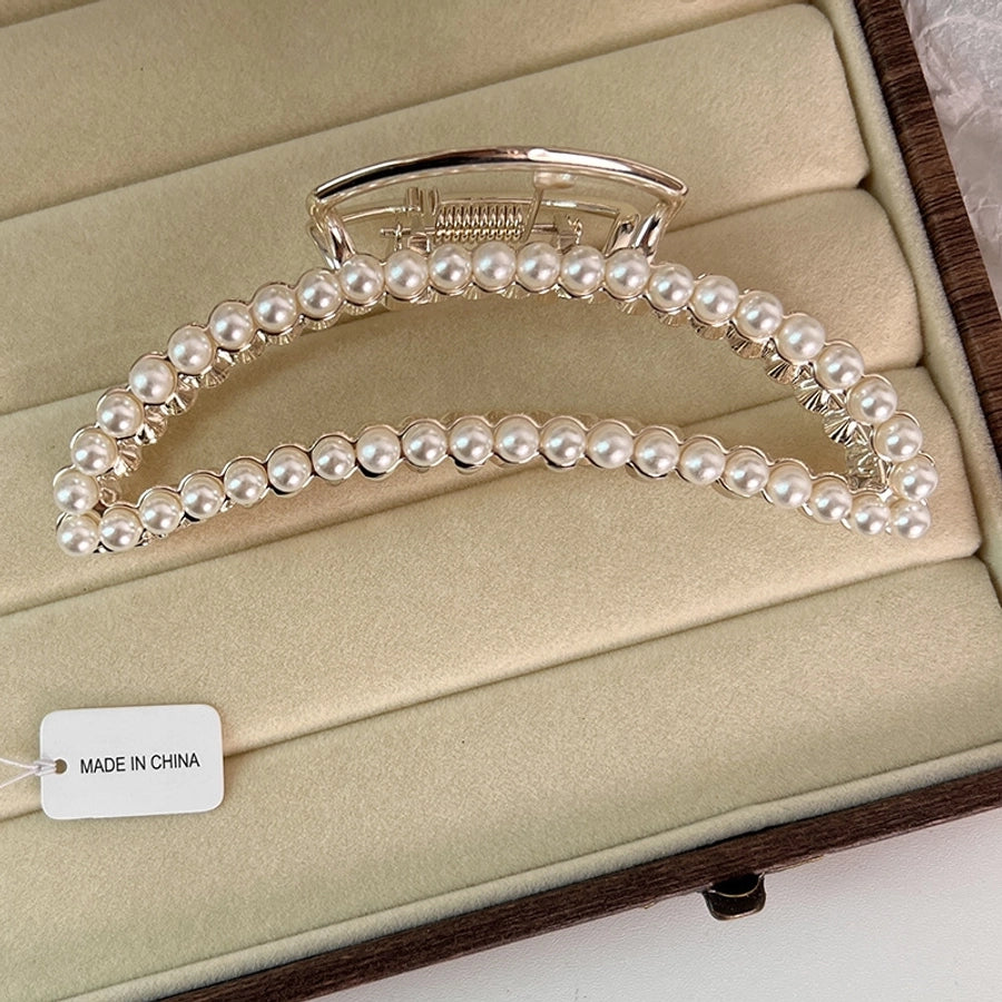 elegant geometric alloy inlay artificial pearls hair claws