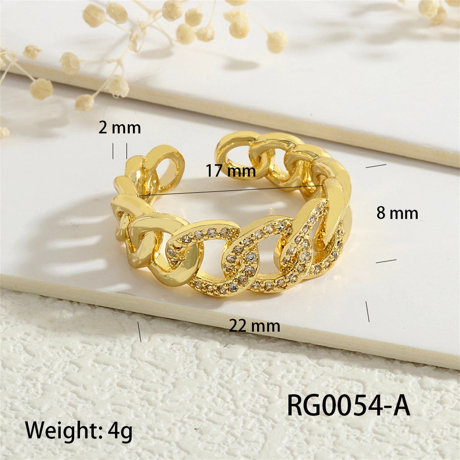 Copper Geometric Solid Color Open Rings