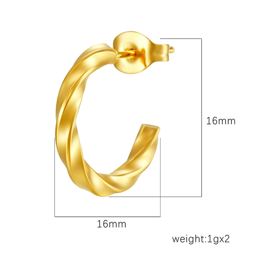 1 Pair Simple Style C Shape Titanium Steel 18K Gold Plated Ear Studs