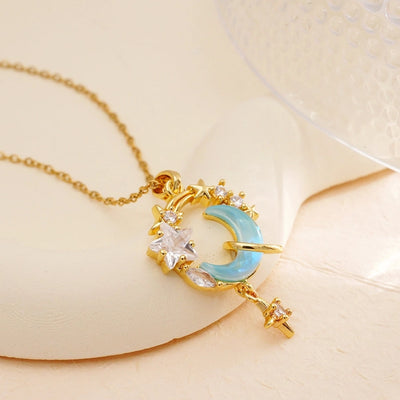 Jewelry Glam Lady Sexy Moon 304 Stainless Steel Copper Pendant Necklace