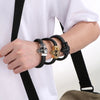 Business Lion's head Wolf Head Skull 304 Stainless Steel Leather 18K Gold Plated Men's Bracelets