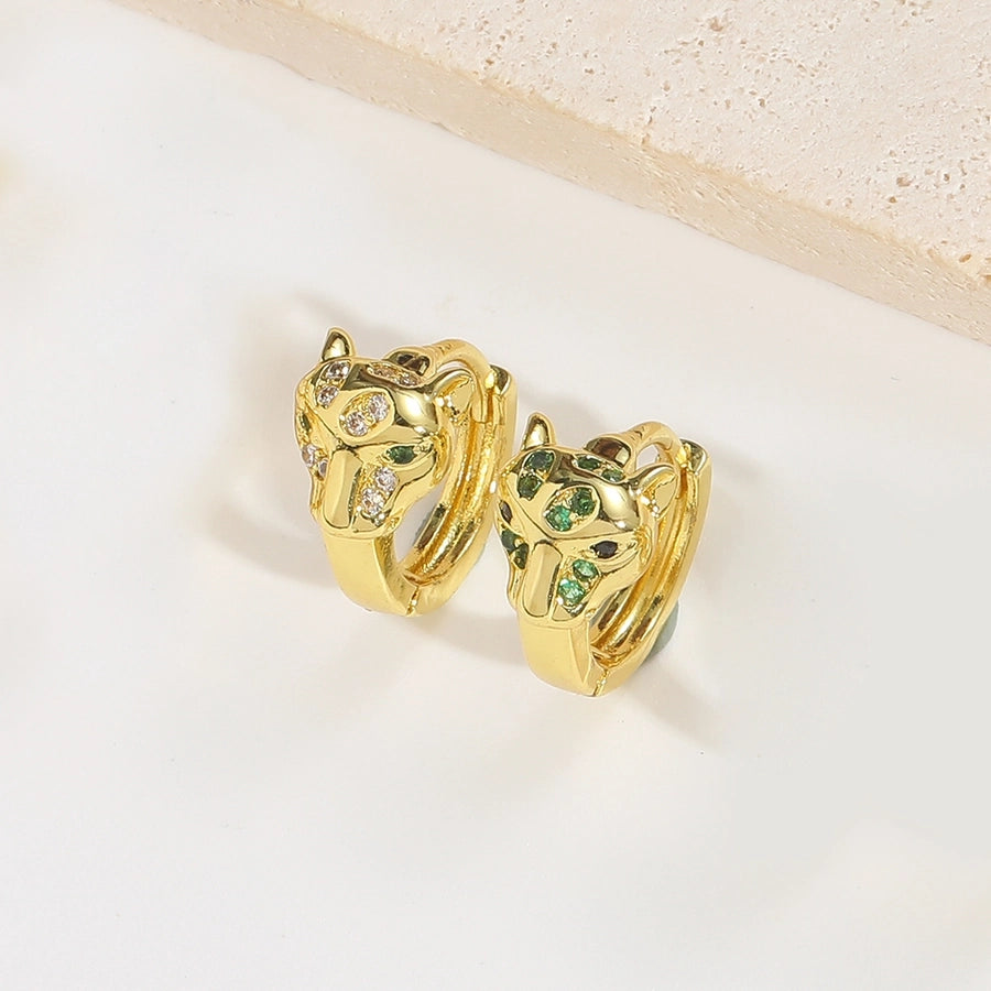 1 Pair Elegant Simple Style Commute Animal Devil's Eye Enamel Inlay Copper Zircon 14K Gold Plated Drop Earrings Earrings