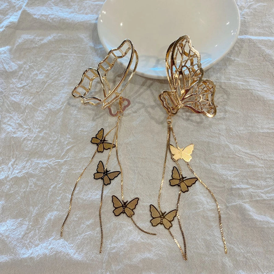retro butterfly metal pendant tassel hair clip