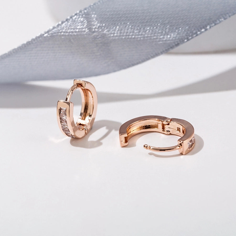 1 Pair Elegant Simple Style Geometric Copper Zircon Earrings