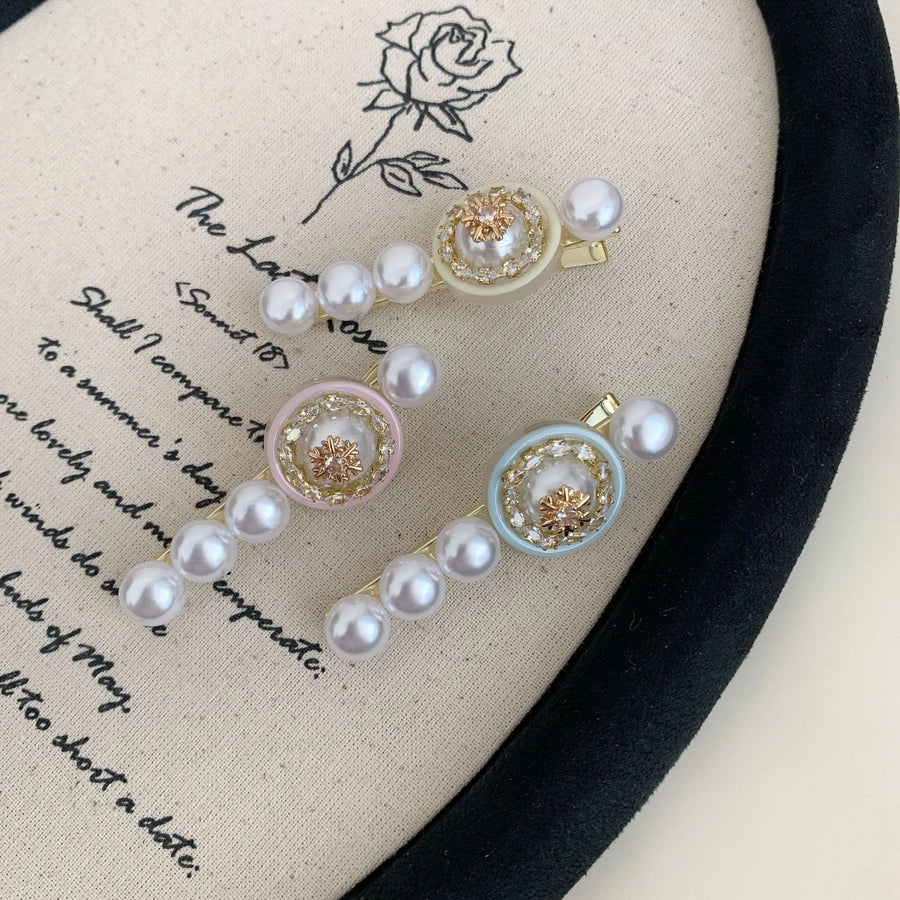 Women's Elegant Simple Style Streetwear Floral Iron Inlay Artificial Pearls Hair Clip