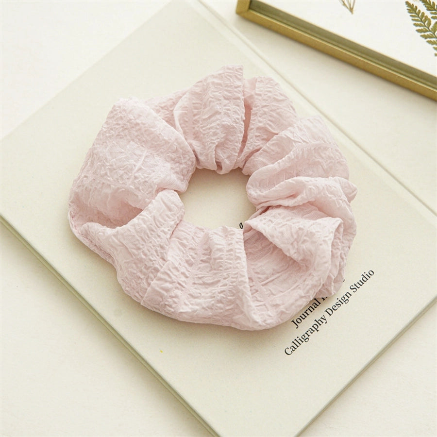 sweet solid color cloth pleated hair tie