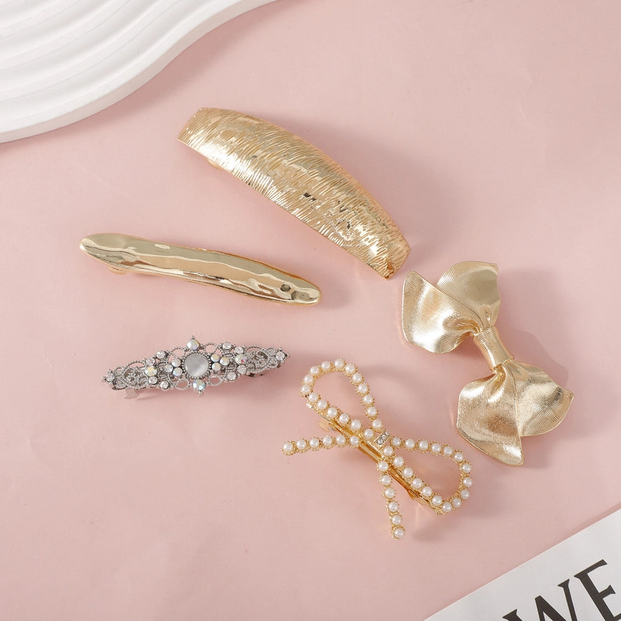 Women's Simple Style Geometric Bow Knot Alloy Plating Hair Clip