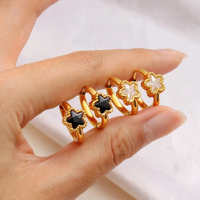 1 Pair Simple Style Commute Pentagram 304 Stainless Steel 316 Stainless Steel  Rhinestones 18K Gold Plated Earrings