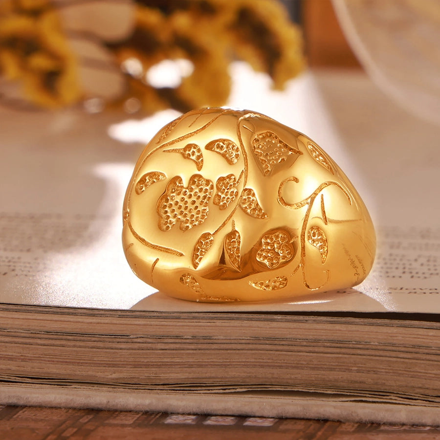 Jewelry Casual Elegant Modern Style Solid Color 304 Stainless Steel 18K Gold Plated Plating Rings