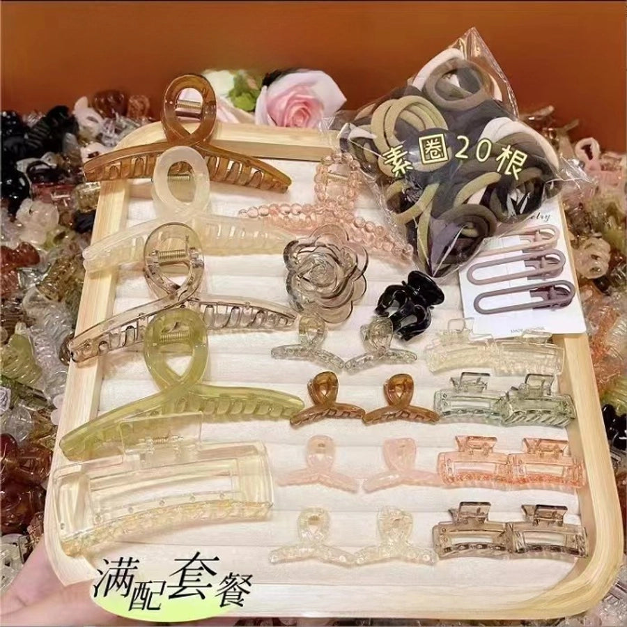 Spring and summer new 67-piece set hairpin combination hair accessories grab clip hair ring simple temperament head rope hair clip high ponytail grab