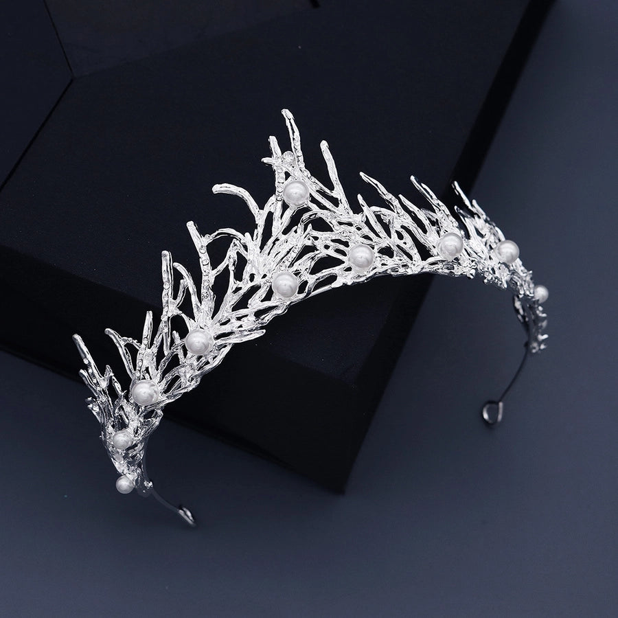 baroque  prom crown rhinestone pearl headband