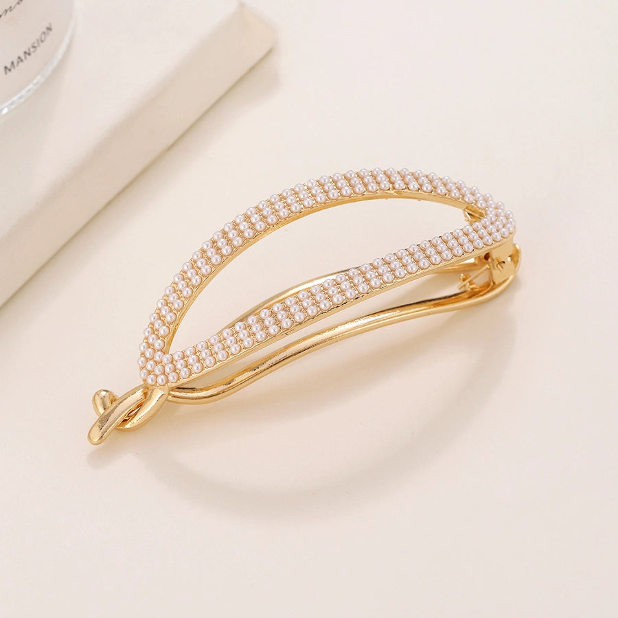 women's simple style solid color alloy plating hair clip
