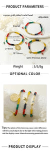 Copper 18K Gold Plated Beaded Enamel Letter Devil's Eye Bracelets