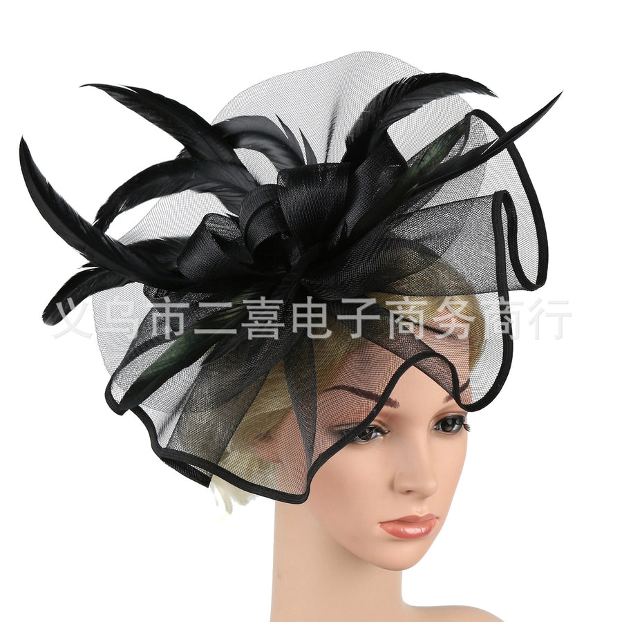 boutique mesh head flower feather accessories top hat hairpin bridal