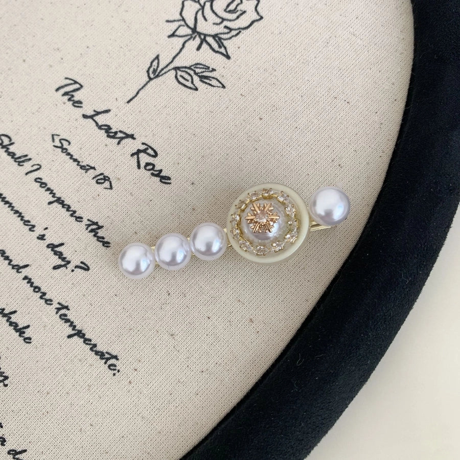 Women's Elegant Simple Style Streetwear Floral Iron Inlay Artificial Pearls Hair Clip