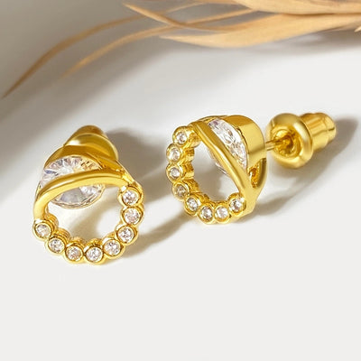 1 Pair Retro Geometric Plating Inlay Copper Zircon Zircon Ear Studs
