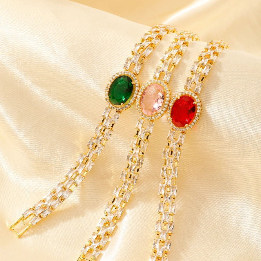 Copper K Gold Plated Inlay Water Droplets Zircon Bracelets