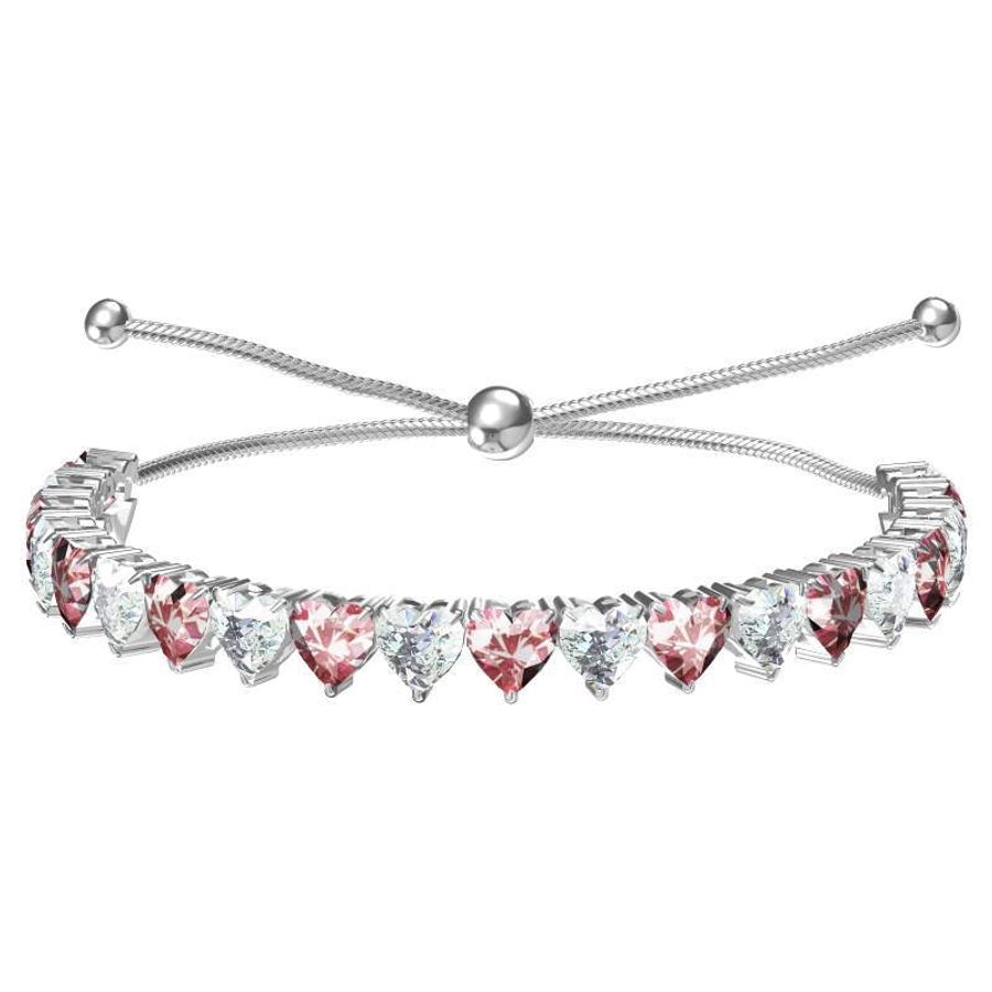 Shiny Heart Shape Titanium Steel Zircon Bracelets In Bulk