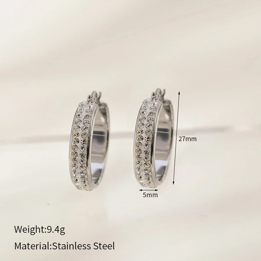 1 Pair Elegant Classic Style Circle 304 Stainless Steel Earrings