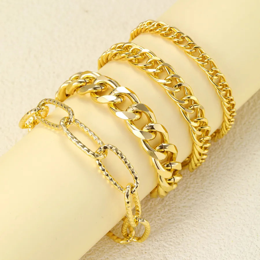 Retro Classic Style Geometric Alloy Cuban Link Chain Curb Chain Chain & Link Bracelets Wholesale