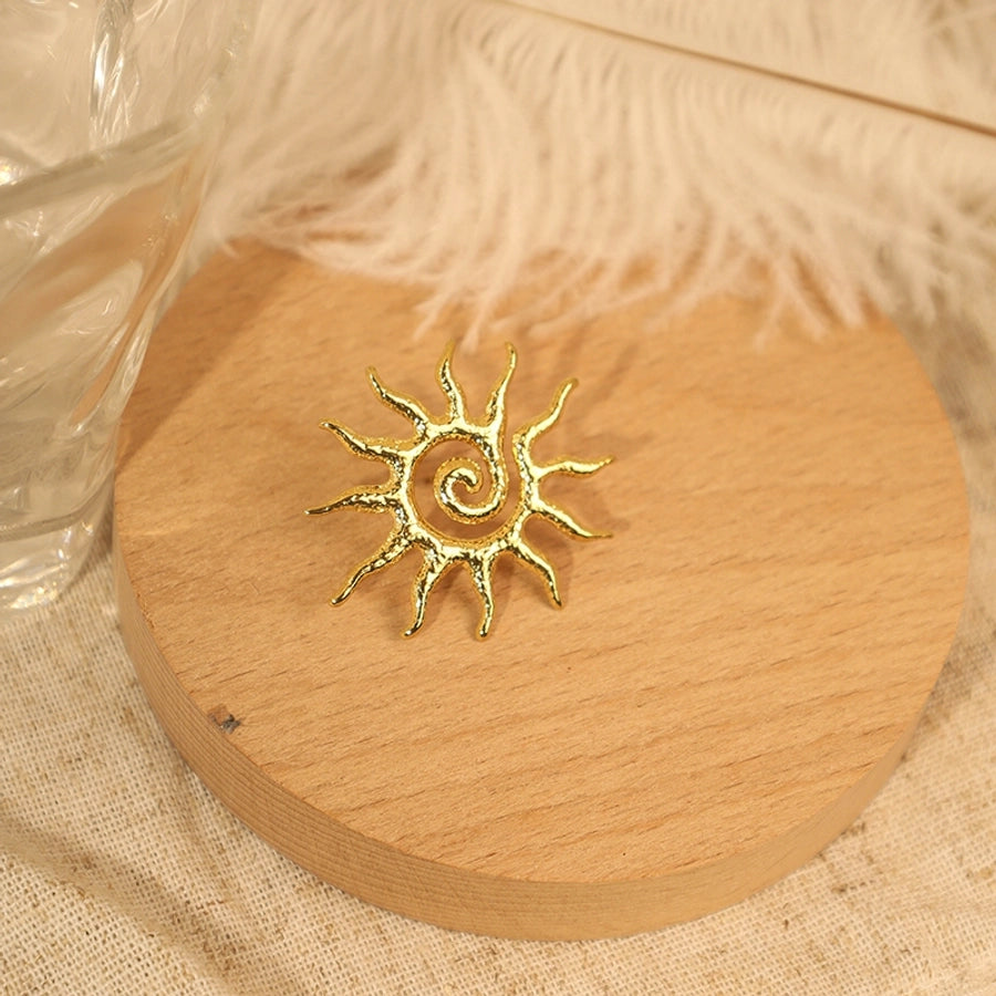 Jewelry Casual Retro Sun Swirl Pattern Butterfly 304 Stainless Steel 14K Gold Plated Open Rings