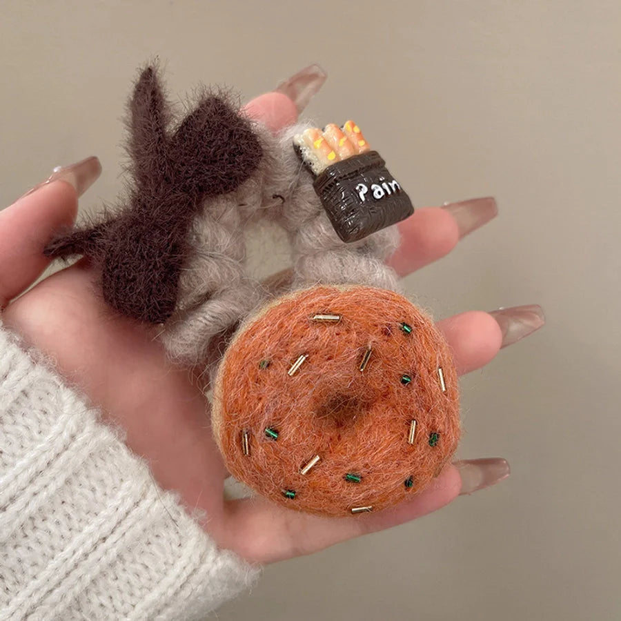 Cute Women's Letter Donuts Felt Hair Tie