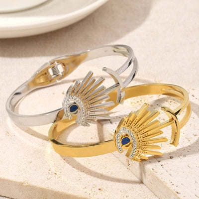 Simple Style Classic Style Solid Color Titanium Steel Zircon Bangle In Bulk