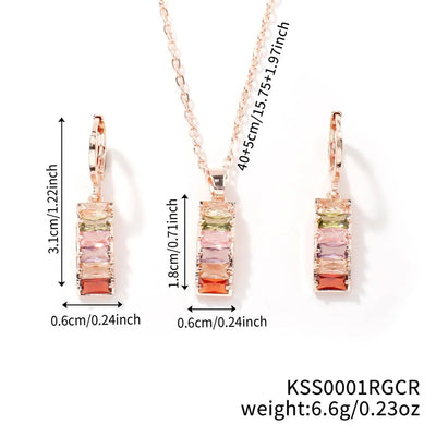 Copper K Gold Plated Inlay Water Droplets Flower Glass Jewelry Set