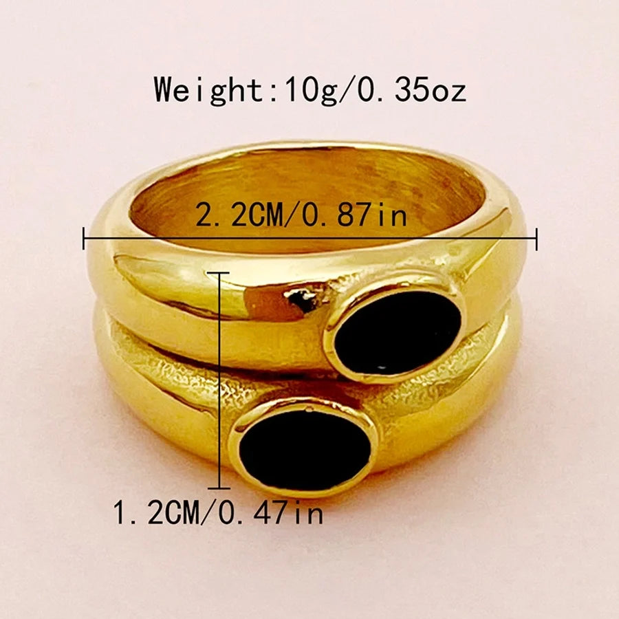 Jewelry Casual Modern Style Roman Style Geometric Heart Shape 304 Stainless Steel Zircon 14K Gold Plated Enamel Plating Inlay Rings