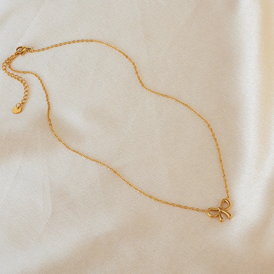 Jewelry IG Style Simple Style Bow Knot 304 Stainless Steel Pendant Necklace