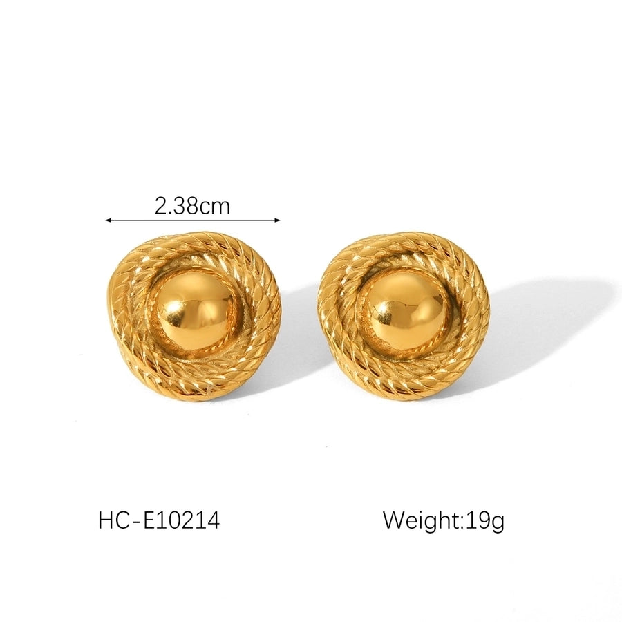 1 Pair IG Style Classic Style Thread 304 Stainless Steel Titanium Steel 18K Gold Plated Ear Studs