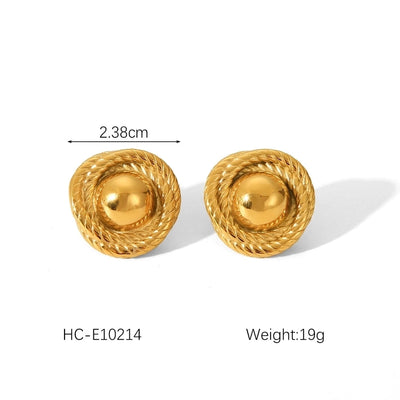 1 Pair IG Style Classic Style Thread 304 Stainless Steel Titanium Steel 18K Gold Plated Ear Studs