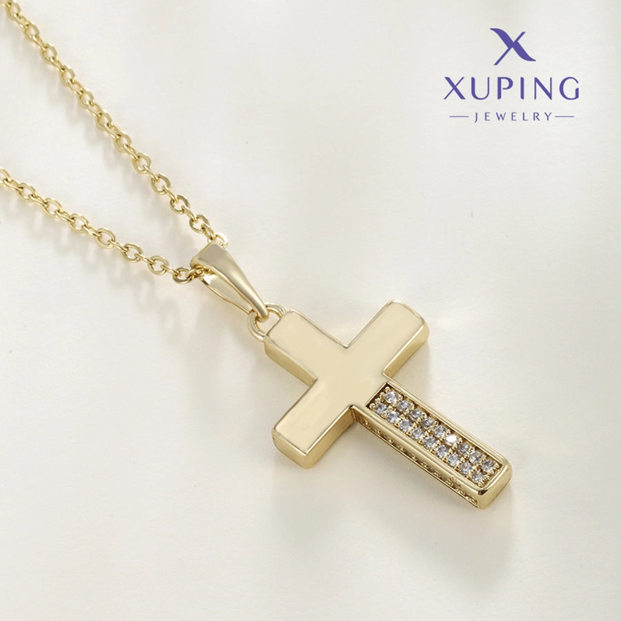 Copper 18K Gold Plated Cross Pendant Necklace