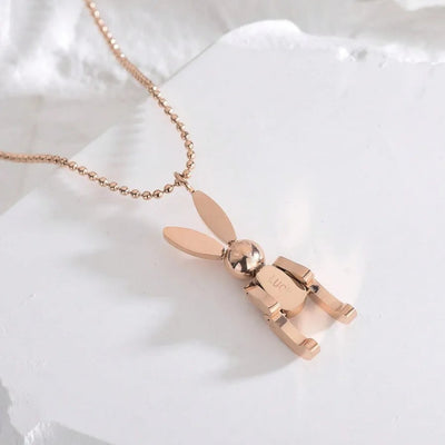 Wholesale Jewelry Simple Style Rabbit 304 Stainless Steel Pendant Necklace cable chain