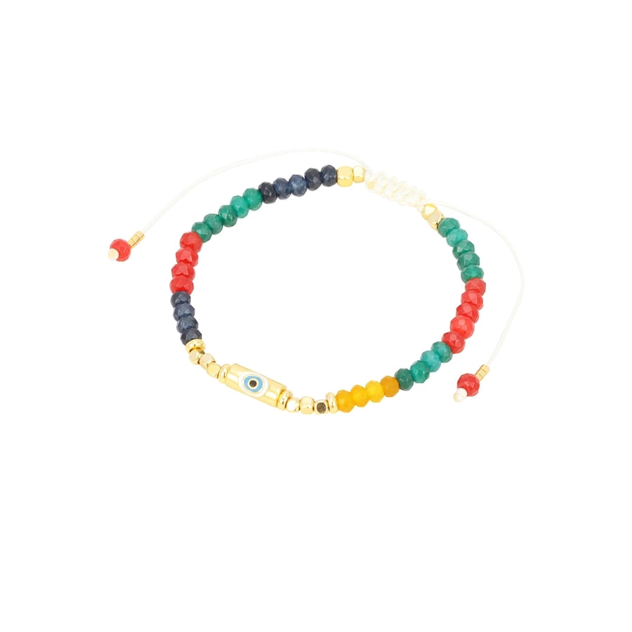 Copper 18K Gold Plated Beaded Enamel Letter Devil's Eye Bracelets