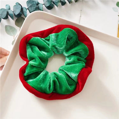 Christmas Cartoon Style Cute Women's Christmas Hat Christmas Tree Santa Claus Flannel Hair Tie