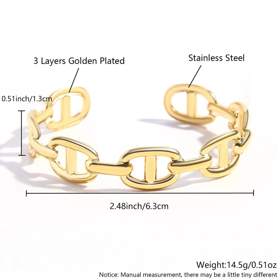 Simple Style Commute Geometric Grain 18K Gold Plated Gold Plated 304 Stainless Steel  Bangle