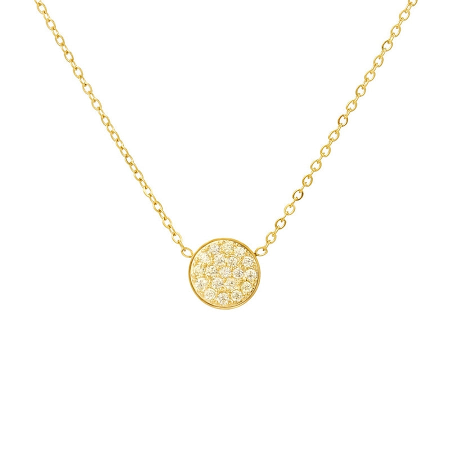 Jewelry IG Style Simple Style Round 304 Stainless Steel Zircon 14K Gold Plated Inlay Necklace