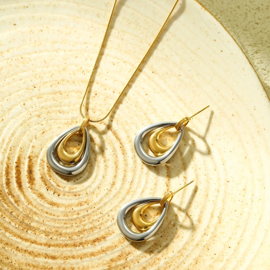 Jewelry Casual Simple Style Water Droplets 304 Stainless Steel Earrings Necklace