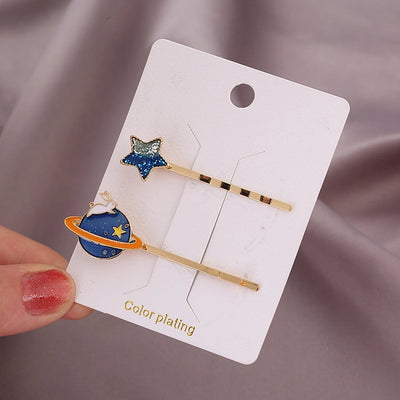 sweet geometric alloy plating rhinestones hair clip 1 set