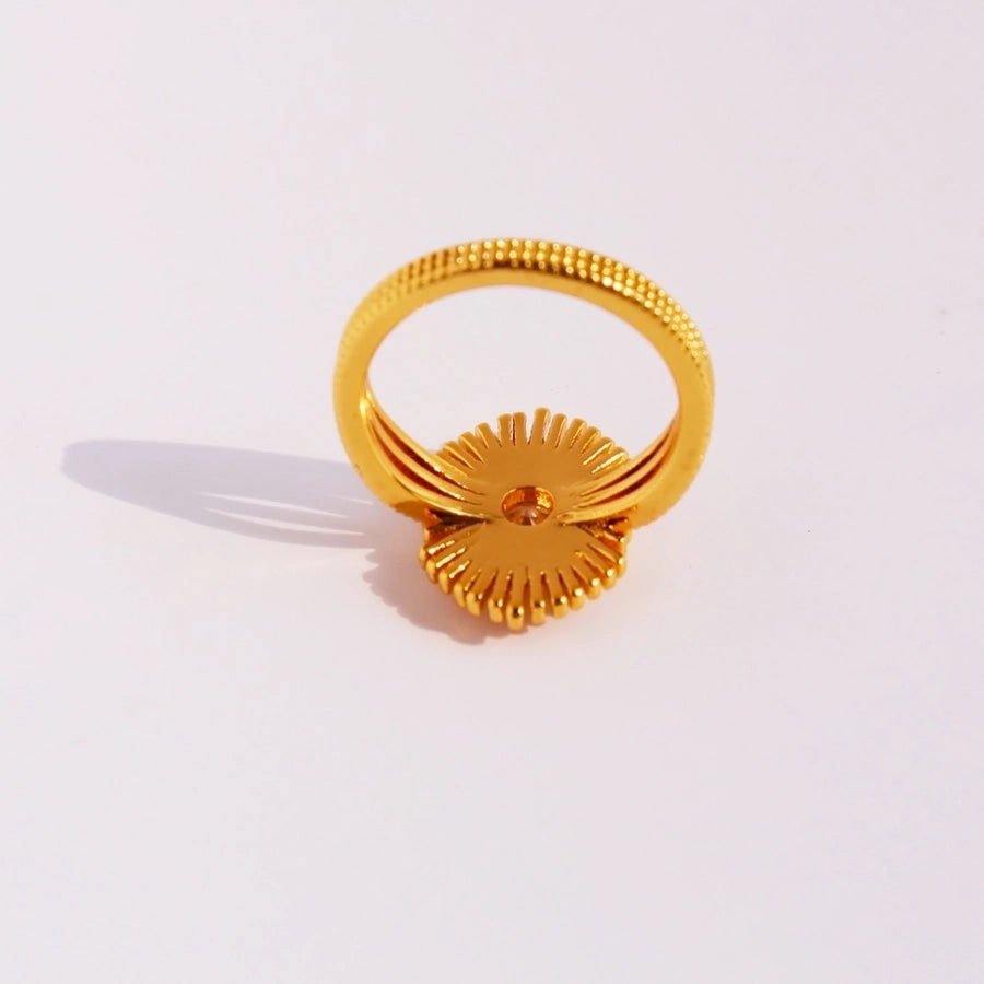 Brass 24K Gold Plated Irregular Inlay Geometric Fireworks Zircon Rings